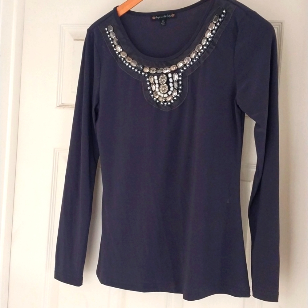 Long Sleeve Beaded Shirt